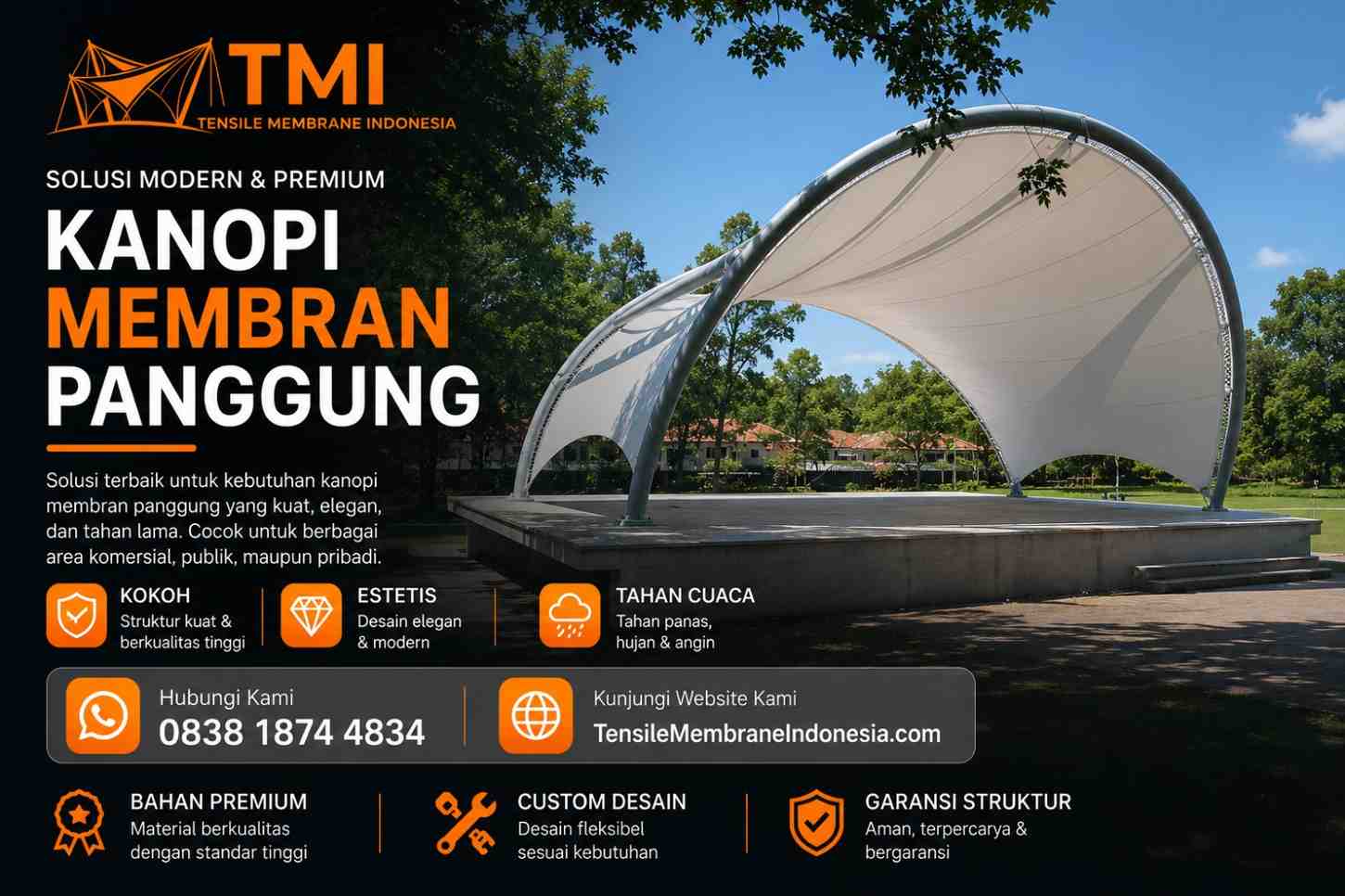 Kanopi membran event dan panggung karya Tensile Membrane Indonesia