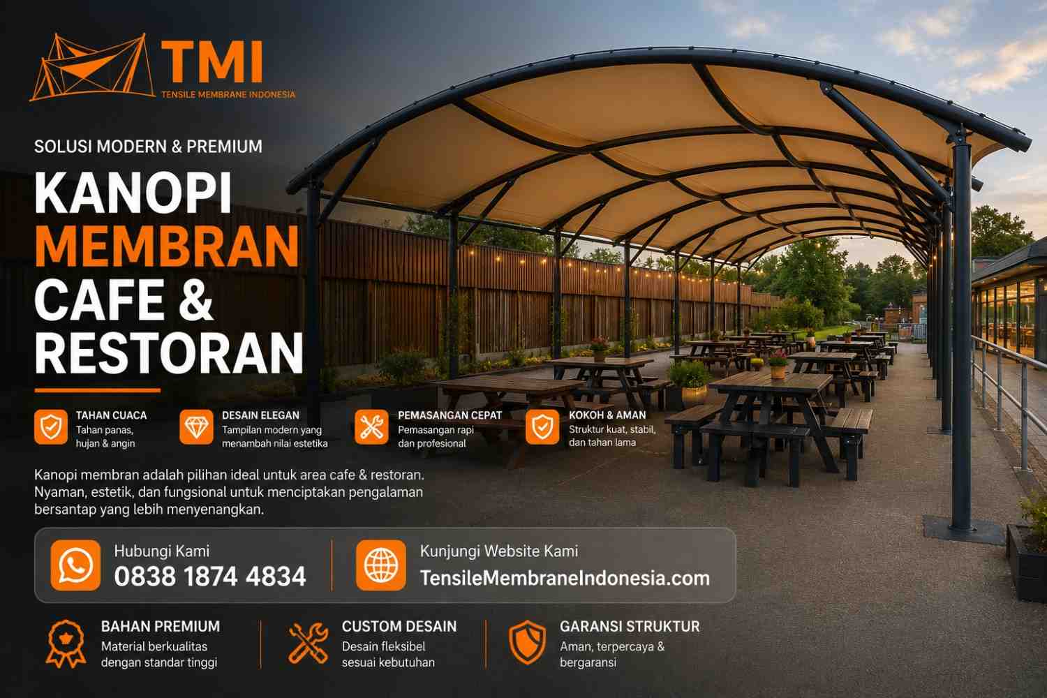 Kanopi membran foodcourt karya Tensile Membrane Indonesia