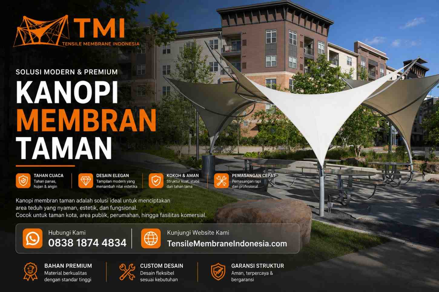 Kanopi membran taman karya Tensile Membrane Indonesia